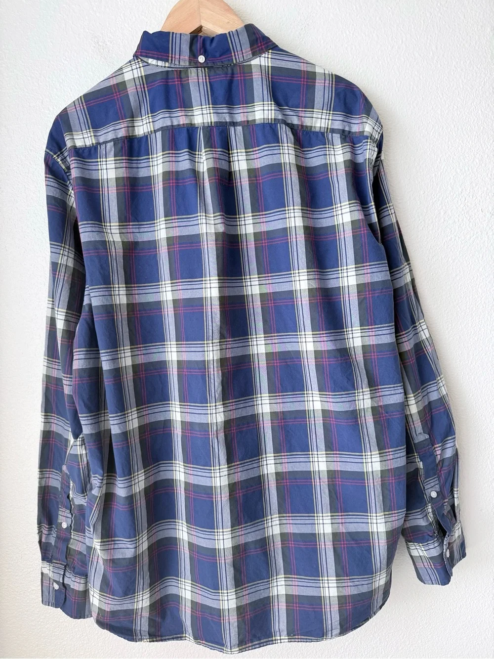 J. Crew Tartan Plaid Button Down Shirt Men's XL Blue Cotton-Long Sleeve